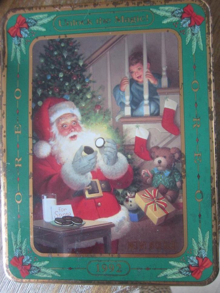 blik kerstman Nabisco is een American manufacturer 1992 OREO, Verzamelen, Blikken, Zo goed als nieuw, Koek(jes), Overige merken