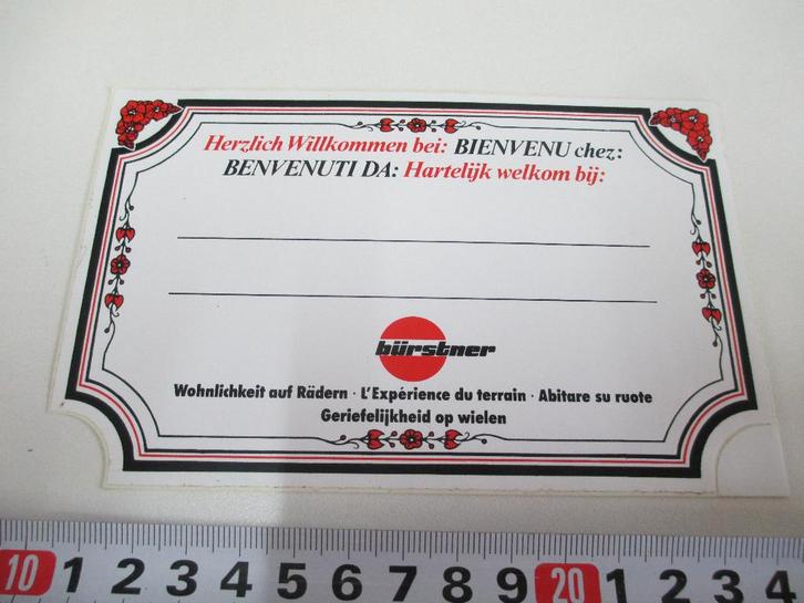 sticker caravan bürstner dealer hartelijk welkom bij ..., Verzamelen, Stickers, Zo goed als nieuw, Ophalen