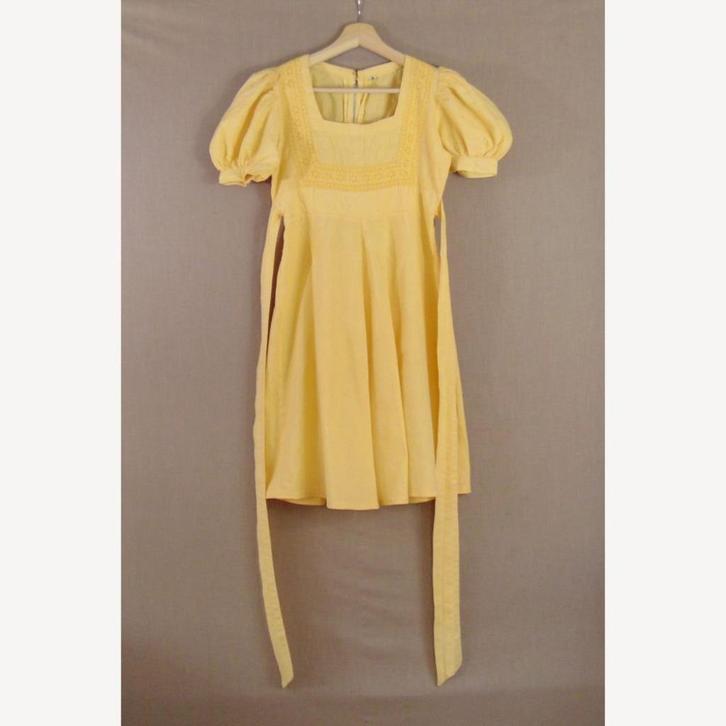 Vintage 70s cottage core jurk maat S | 1400, Kleding | Dames, Jurken, Zo goed als nieuw, Maat 36 (S), Geel, Boven de knie, Verzenden
