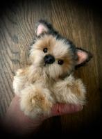 Hond Yorkshire Terrier handgemaakt beweegbaar teddybeer pup, Verzenden, Nieuw, Stoffen beer, Overige merken