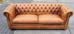 Chesterfield bank cognac bruin leer + BEZORGING GRATIS, Gebruikt, Chesterfield, Ophalen of Verzenden, Rechte bank