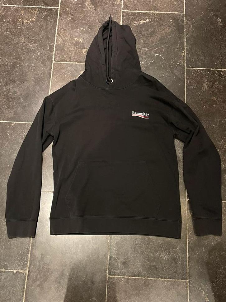 Balenciaga Hoodie – Zwart |Front Small Logo, Back Large Logo, Kleding | Heren, Truien en Vesten, Zo goed als nieuw, Maat 48/50 (M)