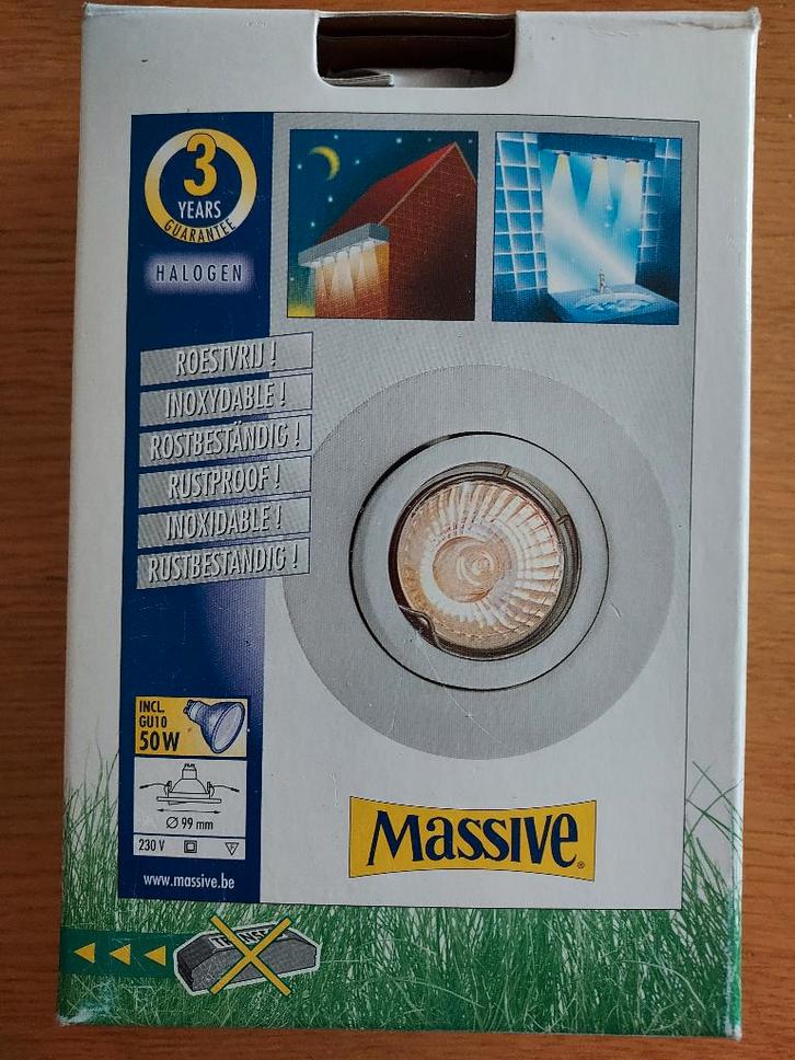 Massive inbouwspot Halogen 50W, Huis en Inrichting, Lampen | Spots, Nieuw, Plafondspot of Wandspot, Metaal of Aluminium, Halogeen