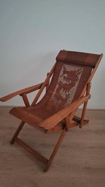  Vintage Chaise Longue Bamboe Japandi Stoel beschikbaar voor biedingen