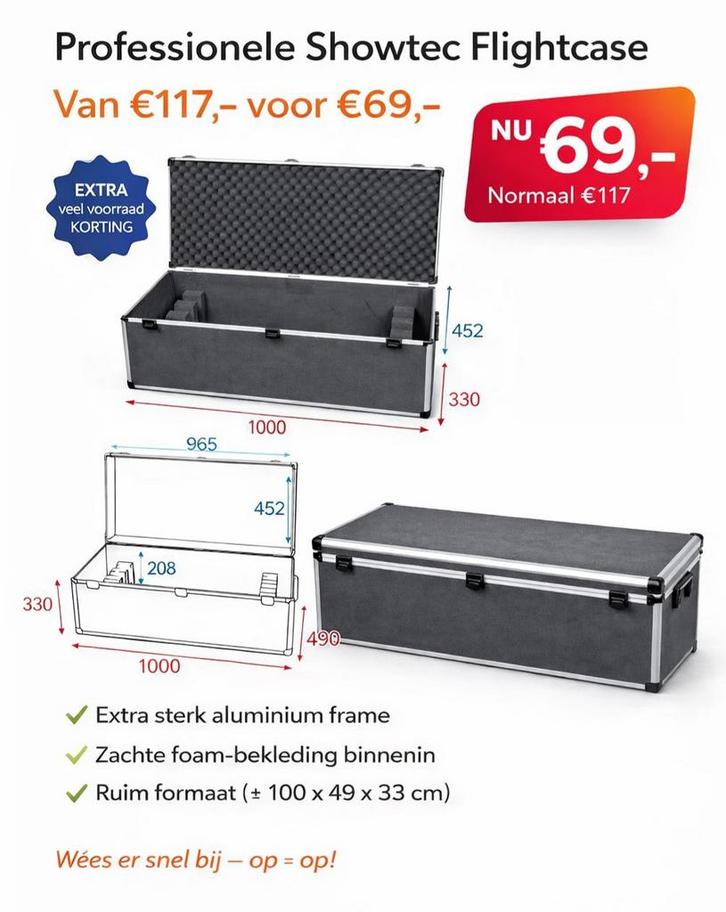 Showtec flightcase voorraad opruiming !, Muziek en Instrumenten, Licht en Laser, Nieuw, Licht, Ophalen of Verzenden