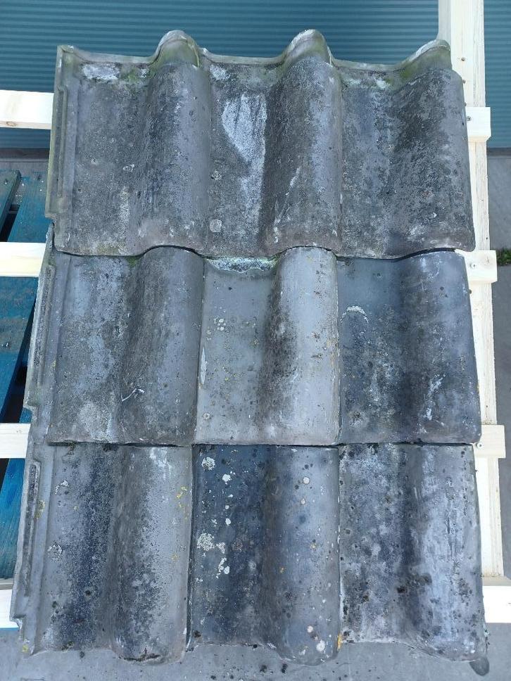 Dakpannen, groot Romaans, gesmoord, Doe-het-zelf en Verbouw, Dakpannen en Dakbedekking, Gebruikt, Dakpannen, Steen of Klei, Zwart