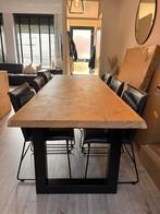 Massieve Eiken Eettafel met Industrieel Onderstel, Huis en Inrichting, Ophalen, Eikenhout, 200 cm of meer, 50 tot 100 cm