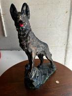 Groot Vintage Gipsen Beeld Duitse Herder – ca. 1950 – 50 cm, Ophalen of Verzenden, Zo goed als nieuw, Dier