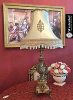 Groot tafellamp antiek staande lamp brons klassiek lampenkap, Ophalen of Verzenden, Metaal, Antiek / klassiek, 75 cm of meer