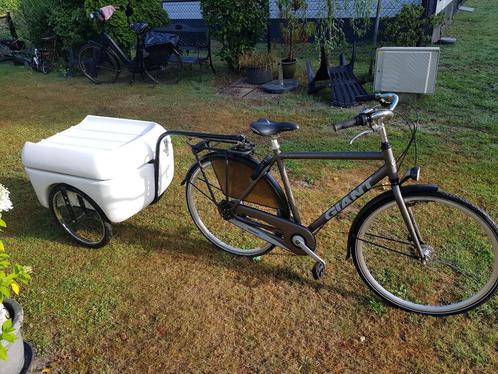 Giant fiets met fietskar, Fietsen en Brommers, Fietsaccessoires | Aanhangers en Karren, Zo goed als nieuw, Bagagekar, Ophalen