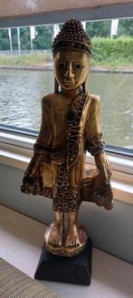 boeddhabeeld hout goud 46cm hoog x 18 cm breed., Verzenden, Gebruikt