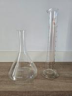 Antieke Scheikunde maatcilinder 500ML & Erlemeyer 1500ML €29, Ophalen of Verzenden