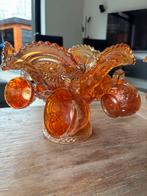 2 x Antieke Marigold Carnival Glass Punchbowlset, Ophalen of Verzenden