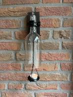 Handgemaakte wandlamp van wijnfles en hout, Ophalen of Verzenden, Nieuw, Glas