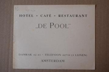 Rekening boekje van Hotel Cafe Restauarant De Pool"Amsterdam beschikbaar voor biedingen