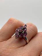 B503 Prachtige zilveren ring roze stenen maat 18, 18 tot 19, Ophalen of Verzenden, X, Roze
