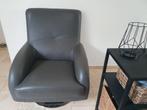 Lederen fauteuil met hocker., Modern, Gebruikt, Leer, 75 tot 100 cm
