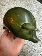 Vintage keramieken spaarvarken groen 60s 70s, Ophalen, Zo goed als nieuw, Steen, Aardewerk of Keramiek, Dier