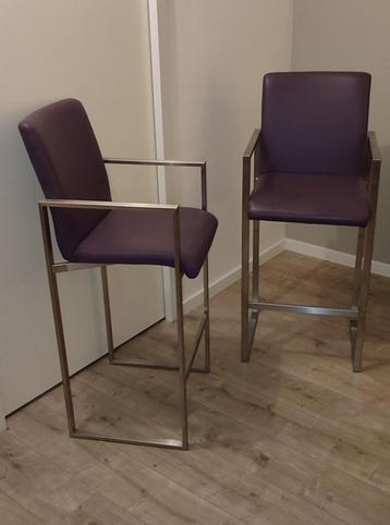 Set barkrukken RVS / paars leder beschikbaar voor biedingen