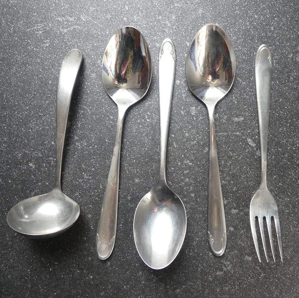 Gero Zilmeta bestek model 507 Polka lepels vork juslepel, Ophalen of Verzenden, Gebruikt, Rvs of Chroom, Los bestek