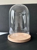 Glazen stolp met houten voet - 30 cm hoog, Ophalen, Zo goed als nieuw