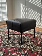 1x Montis CHARLY poef/hocker – Bruin leder, Ophalen, 50 tot 75 cm, Zo goed als nieuw, Metaal