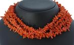 Lange bloedkoraal stokjes dames ketting antiek 140cm vintage, Ophalen of Verzenden, Overige materialen, Ketting, Met edelsteen