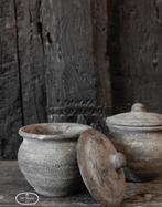 Stenen potje Old Barn deksel steen stoer sober landelijk, Huis en Inrichting, Woonaccessoires | Overige, Verzenden, Nieuw