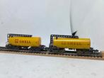Minitrix 2x Shell Tankwagons N-spoor, Gebruikt, Gelijkstroom of Wisselstroom, Trix, Wagon