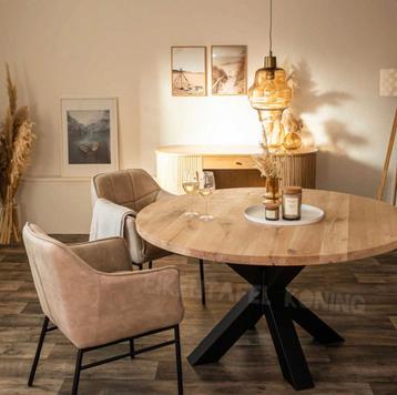 Eiken tafel eettafel boomstamtafel rond ovaal massief 4cm  beschikbaar voor biedingen