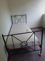 1 persoons zwart metalen bed met lattenbodem, Huis en Inrichting, Ophalen, 90 cm, Eenpersoons, Zwart
