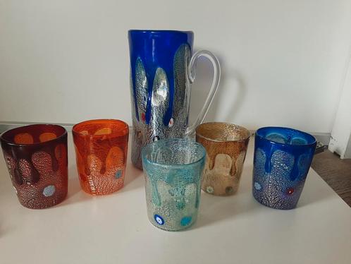cc zecchin murano glas waterkan met glazen millefiori, Antiek en Kunst, Kunst | Designobjecten, Ophalen of Verzenden