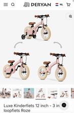 Deryan Kinderfiets 12 inch - 3 in 1 - loopfiets Roze, Ophalen, Zo goed als nieuw, 14 inch of minder, Handrem