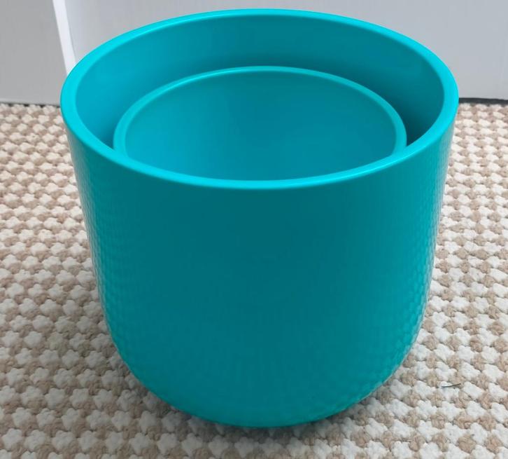 2 mooie blauwe bloempotten Scheurich (West Germany), Tuin en Terras, Bloempotten, Zo goed als nieuw, Aardewerk, Binnen, Minder dan 40 cm