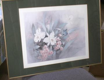 Goudkleurige kunststof lijst 71 x 50,5 pass-partout  glas beschikbaar voor biedingen