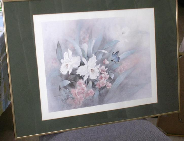 Goudkleurige kunststof lijst 71 x 50,5 pass-partout  glas, Huis en Inrichting, Woonaccessoires | Lijsten, Zo goed als nieuw, Minder dan 50 cm