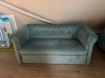 Blauw velvet kinderbankje, Ophalen, Minder dan 75 cm, Tweepersoons, Zo goed als nieuw