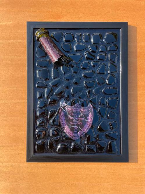 Luxe Epoxy Kunstwerk met Dom Pérignon Rosé Fles 2008, Antiek en Kunst, Kunst | Schilderijen | Abstract, Ophalen of Verzenden