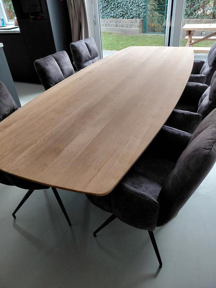 Deens ovale eettafel, 260x100cm, houtlook eikenhout, Huis en Inrichting, Complete eetkamers, Ophalen of Verzenden