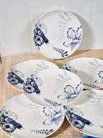 6 x Cato Design voor DE borden blauw wit papegaai en bloemen, Antiek en Kunst, Antiek | Servies los, Ophalen of Verzenden