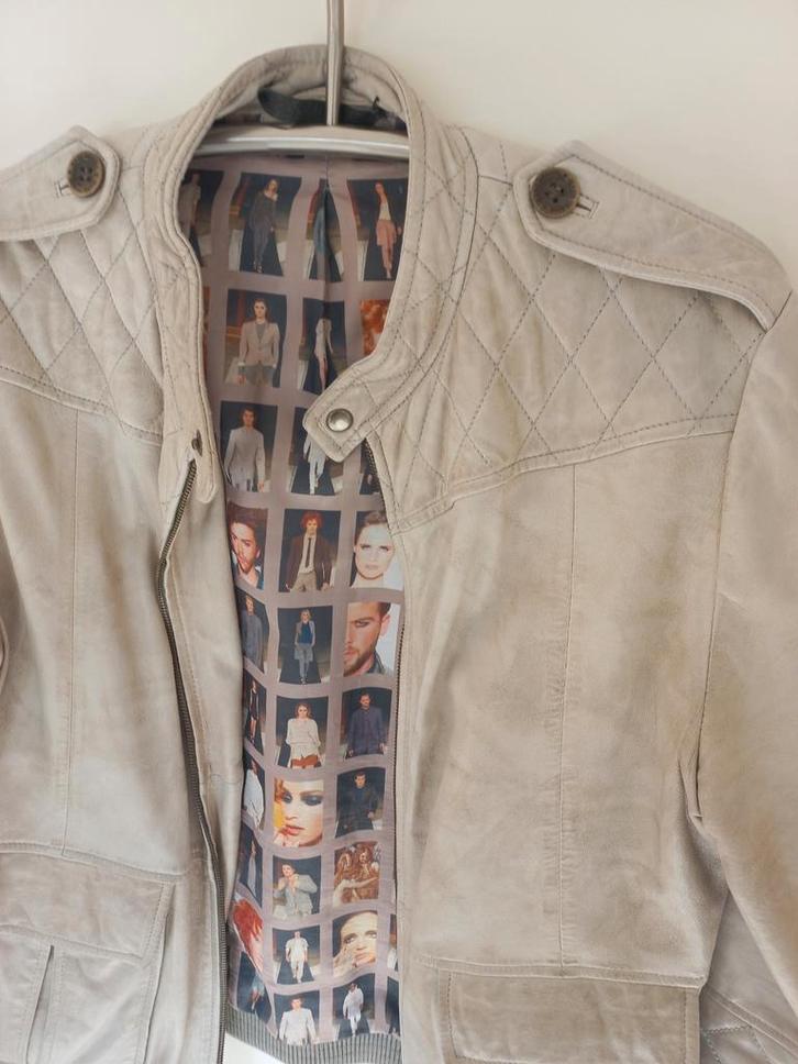 Prachtige leren jas merk Hans Ubbink maat 52, Kleding | Heren, Jassen | Winter, Zo goed als nieuw, Maat 52/54 (L), Beige, Verzenden