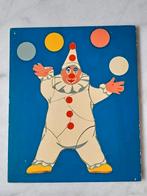 Retro kinderpuzzel / houten puzzel clown - jaren 60 / 70, Ophalen of Verzenden, 10 tot 50 stukjes, Gebruikt