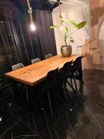 Eetkamerset: Grote tafel + 6 stoelen, Kunststof, Gebruikt, Zwart, Ophalen of Verzenden