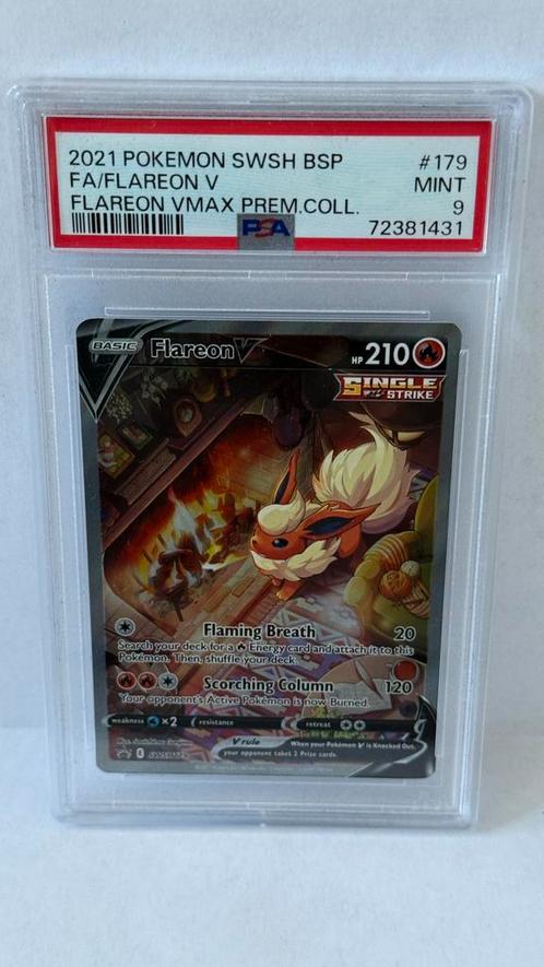 Pokemon SWSH179 Flareon V premium collction PSA 9, Hobby en Vrije tijd, Verzamelkaartspellen | Pokémon, Nieuw, Losse kaart, Ophalen of Verzenden