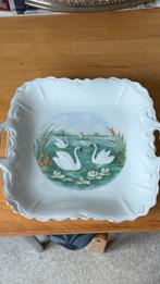 Antieke Victoria Austria porseleinen schaal zwanen (1900), Ophalen of Verzenden