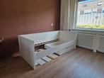 Eenpersoonsbed wit hout, Ophalen, 90 cm, Eenpersoons, Wit