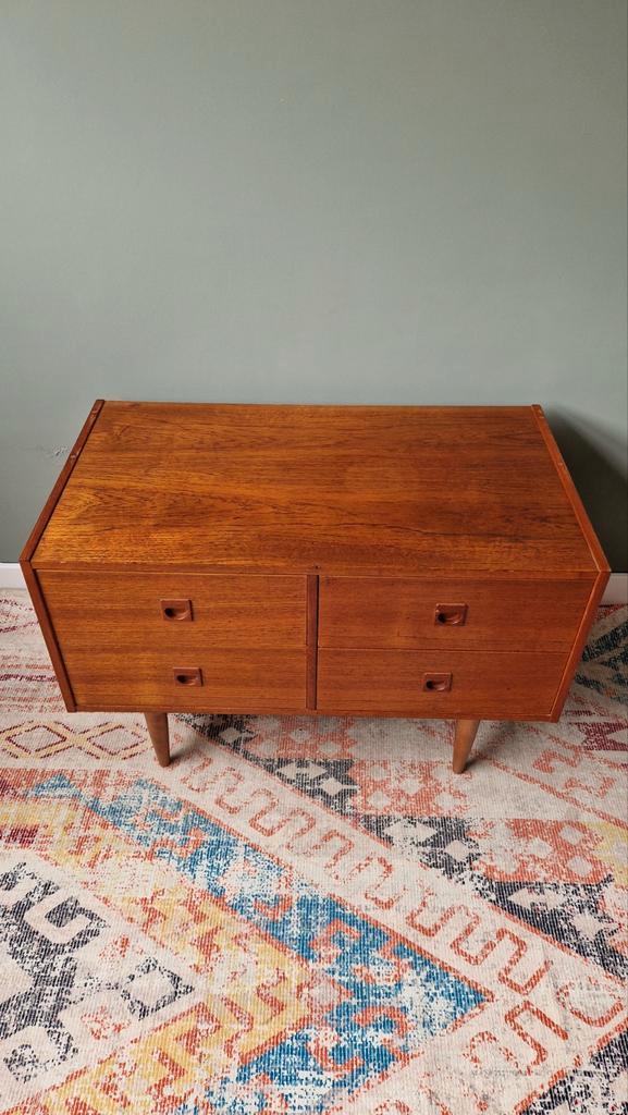 Deens Design Teakhouten Ladekast - Jaren 70, Huis en Inrichting, Kasten | Ladekasten, Gebruikt, Minder dan 100 cm, 50 tot 100 cm