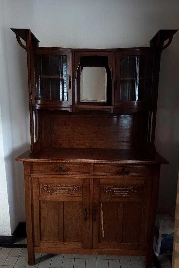 Antieke buffetkast met glazen deuren, Antiek en Kunst, Antiek | Meubels | Kasten, Ophalen