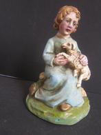 kerststal kribbe HERDER met schaap jes 15 cm hoog gips OUD, Diversen, Kerst, Ophalen of Verzenden, Zo goed als nieuw