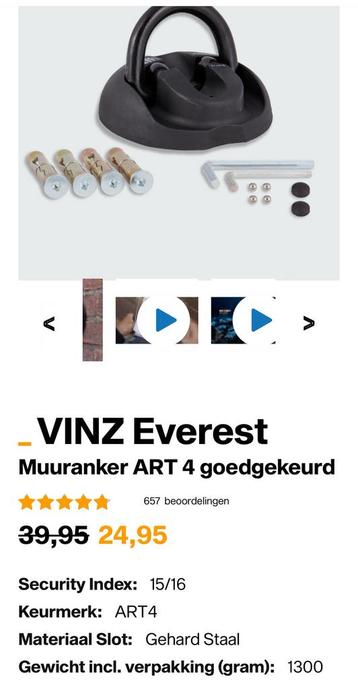 Muuranker voor fiets scooter of meubilair. (2 stuks) beschikbaar voor biedingen